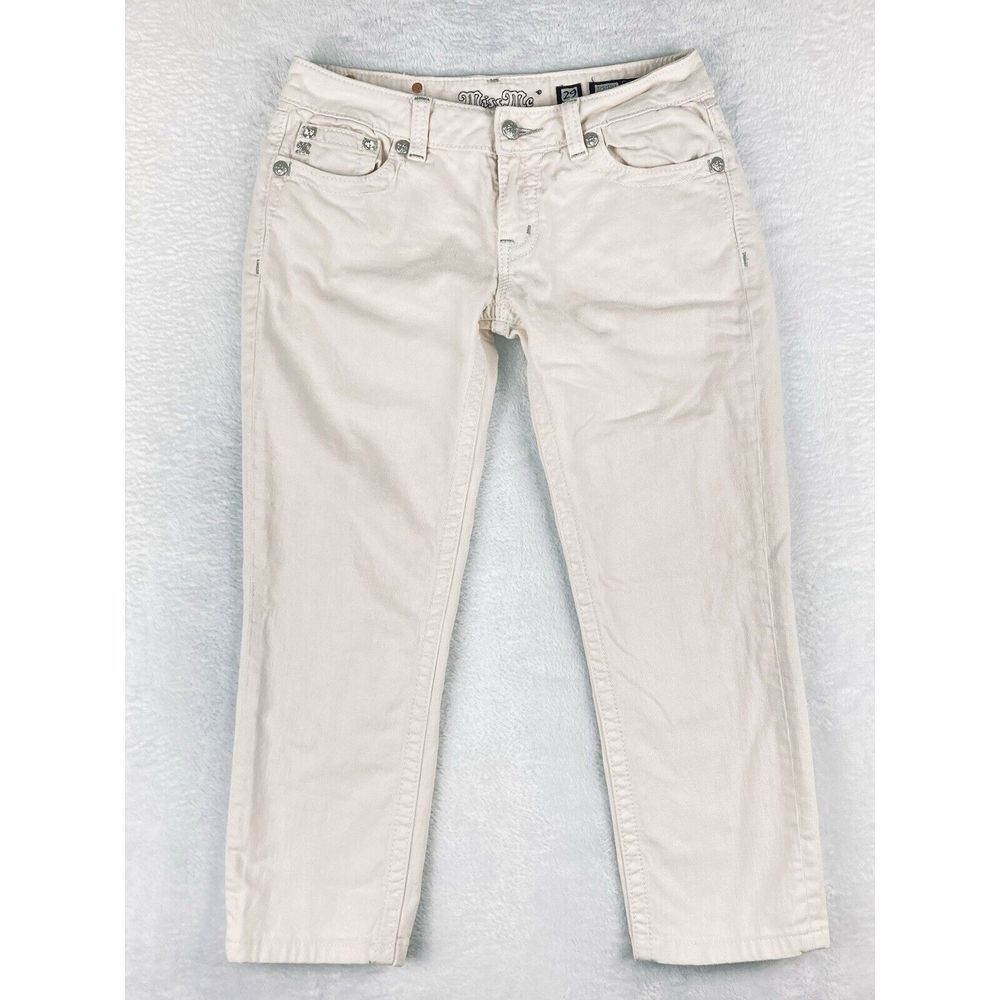 Miss Me Skinny‎ Jeans Women's Ivory Capri Size 29 (Hemmed)